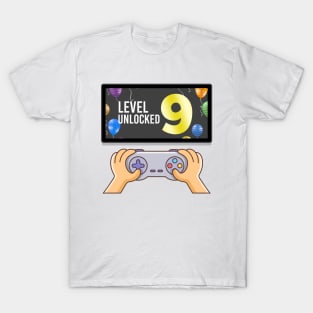 9th Birthday | ninth Birthday | Level 9 Unlocked Awesome | Video Gaming Gift Ideas | Game Lover Gift| Retro Gamer Birthday Gift T-Shirt